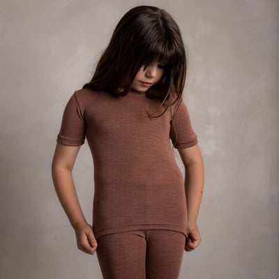 Smew Kids Top - Merino Wool & Silk - Russet