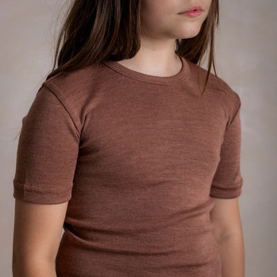 Smew Kids Top - Merino Wool & Silk - Russet