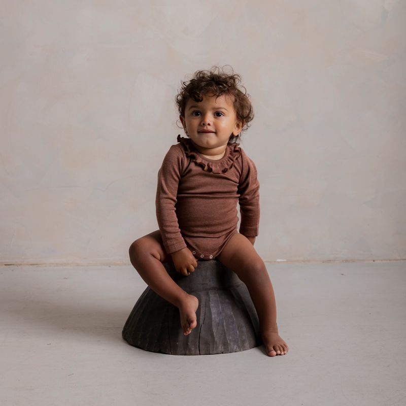 Wren Baby Body - Merino Wool & Silk - Russet