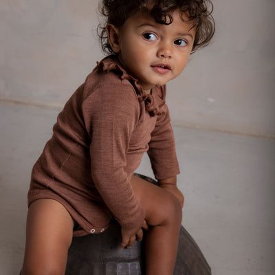 Wren Baby Body - Merino Wool & Silk - Russet