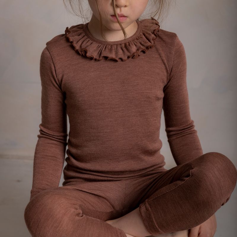 Wren Baby & Kids Top - Merino Wool & Silk - Russet