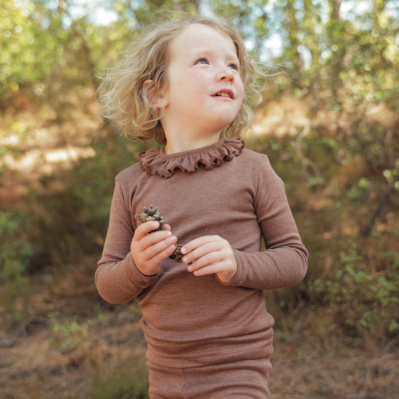 Wren Baby & Kids Top - Merino Wool & Silk - Russet