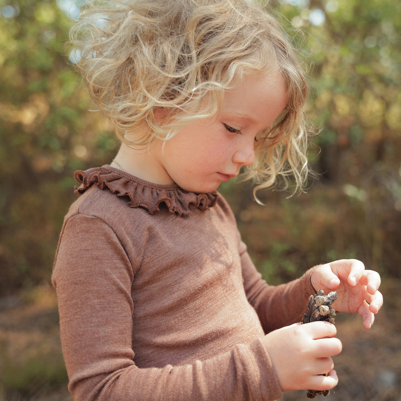 Wren Baby & Kids Top - Merino Wool & Silk - Russet