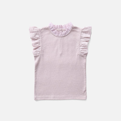 Kids Pima Cotton Eyelet Tee - Seashell Pointelle