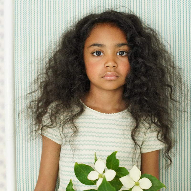 Kids Pima Cotton Pouf Tee - Mentha Ric Rac Print