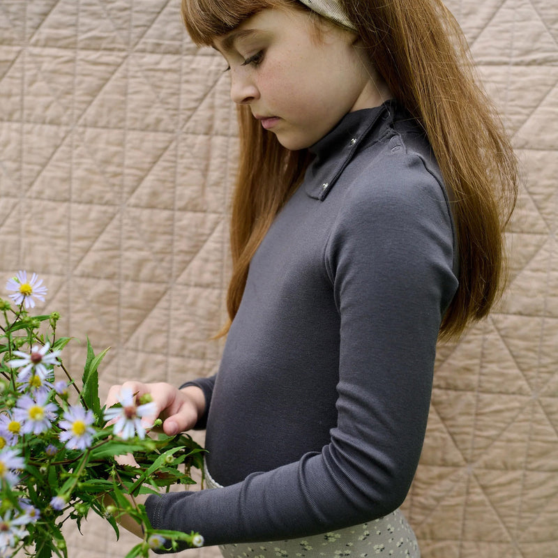 Kids Pima Cotton Snap Turtleneck - Dusk