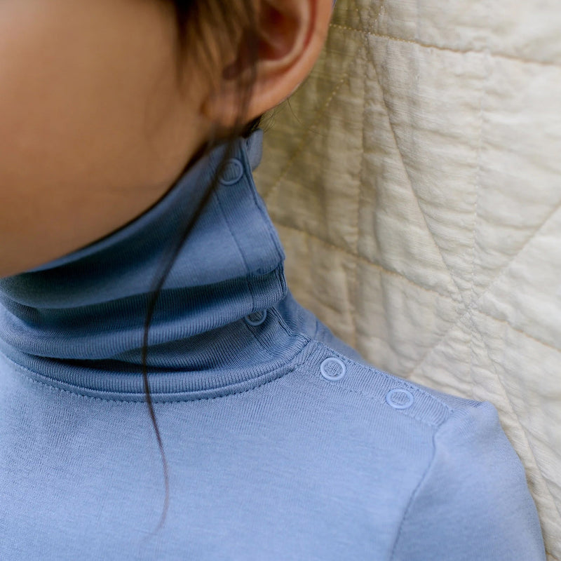 Kids Pima Cotton Snap Turtleneck - Powder