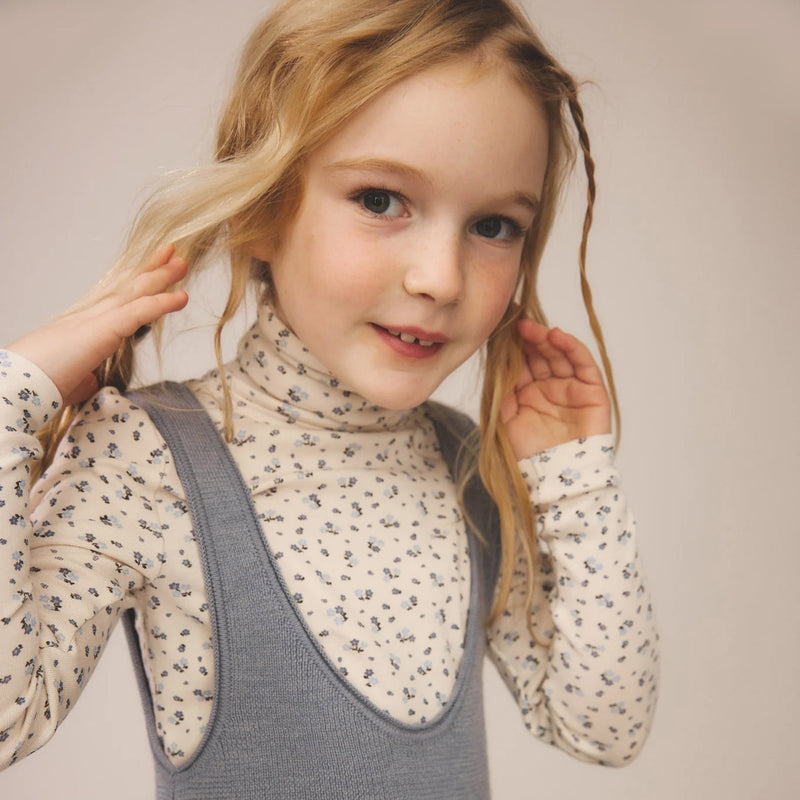 Kids Pima Cotton Snap Turtleneck - Powder Calico Print