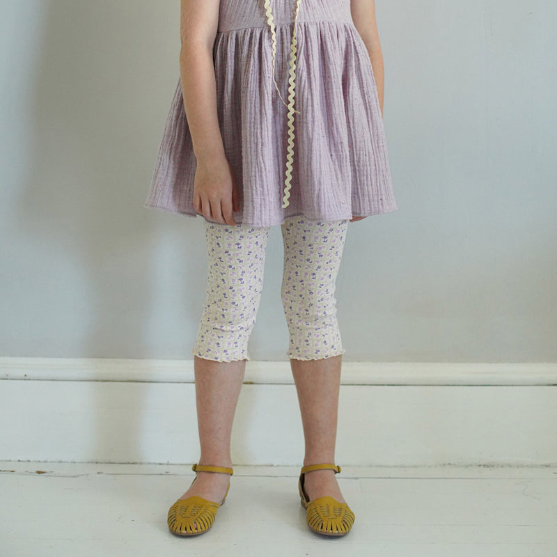 Kids Pima Cotton Capri Legging - Soy Flower Press Print