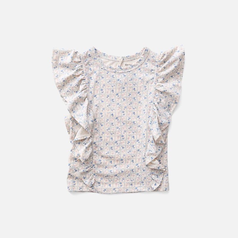 Kids Pima Cotton Angel Tee - Azul Flower Press Print