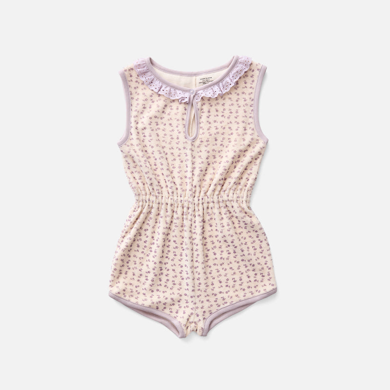 Kids Pima Cotton Terry Club Shortall - Pansy Chicweed Print