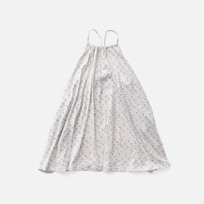 Kids Pima Cotton Loop Dress- Azul Flower Press print