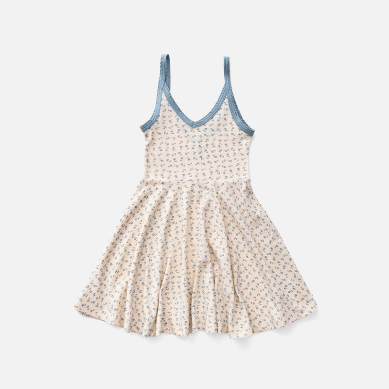 Kids Pima Cotton Pixie Dress - Azul Chicweed Print