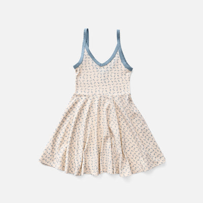 Kids Pima Cotton Pixie Dress - Azul Chicweed Print