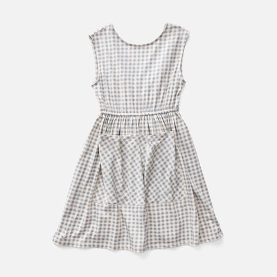 Kids Pima Cotton Pocket Dress - Azul Gingham Print