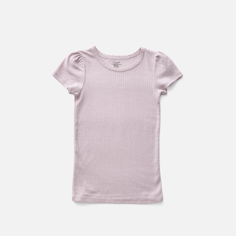 Kids Pima Cotton Pouf Tee - Seashell Pointelle