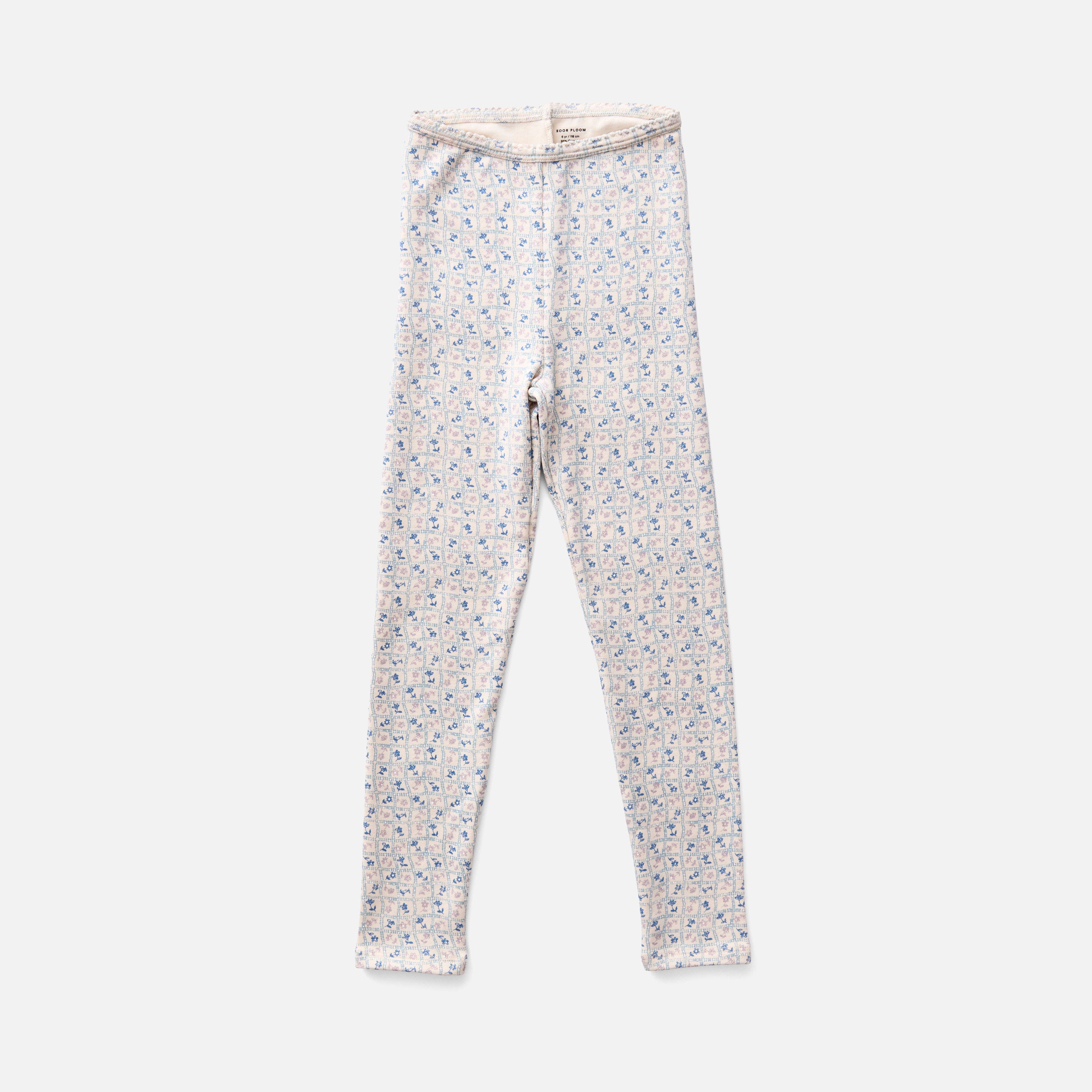 Kids Pima Cotton Stretch Leggings - Azul Flower Press Print – MamaOwl
