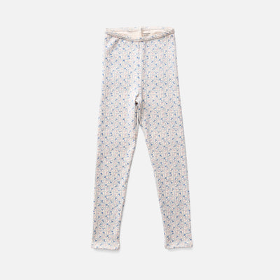Kids Pima Cotton Stretch Leggings - Azul Flower Press Print