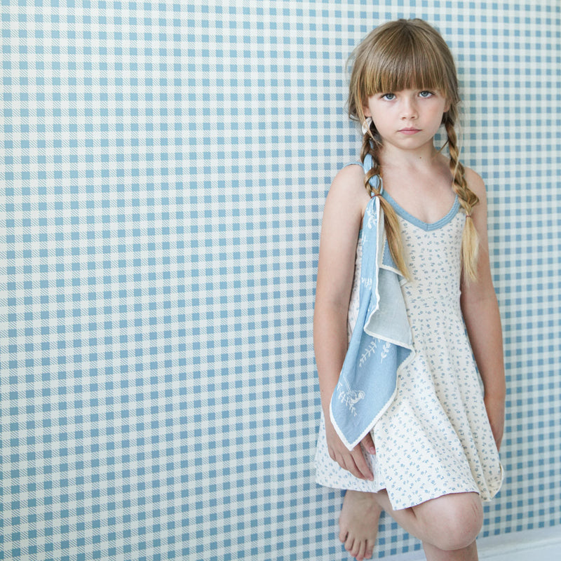 Kids Pima Cotton Pixie Dress - Azul Chicweed Print