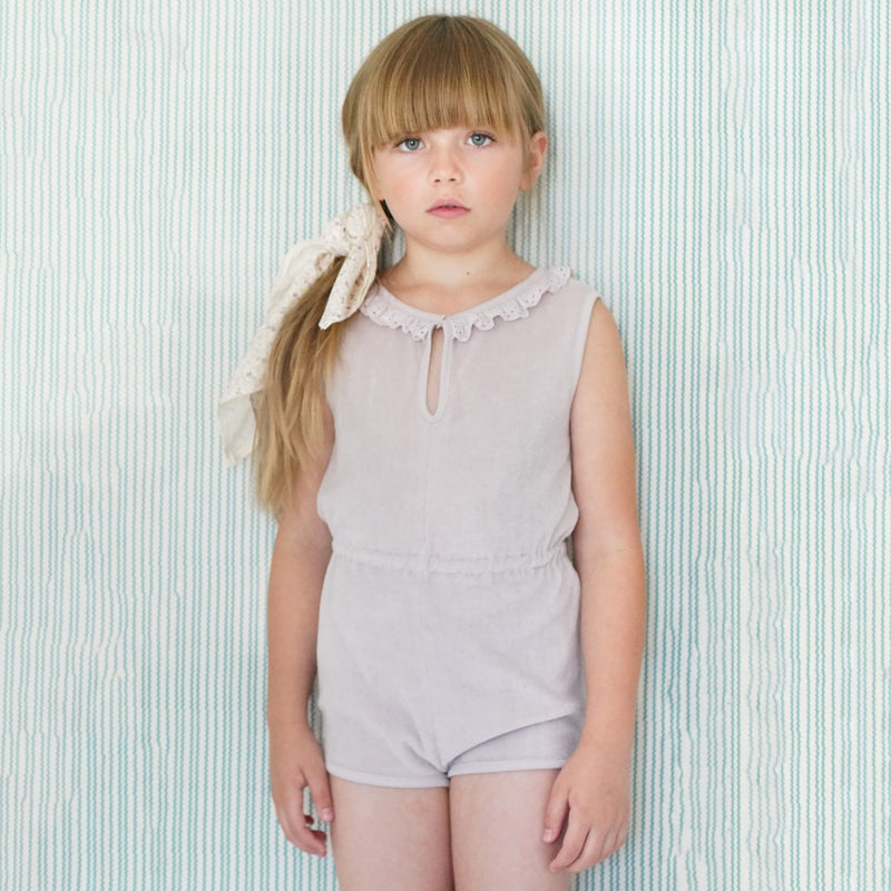 Kids Pima Cotton Terry Club Shortall - Seashell