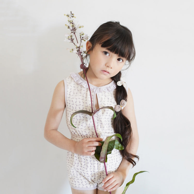 Kids Pima Cotton Terry Club Shortall - Pansy Chicweed Print