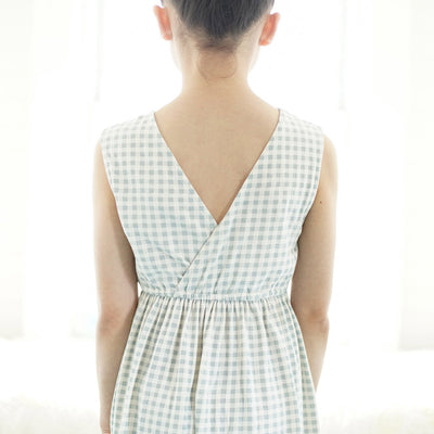 Kids Pima Cotton Pocket Dress - Azul Gingham Print