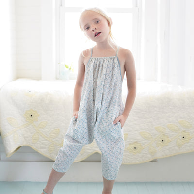 Baby & Kids Cotton Ines Romper - Azul Flower Press Print