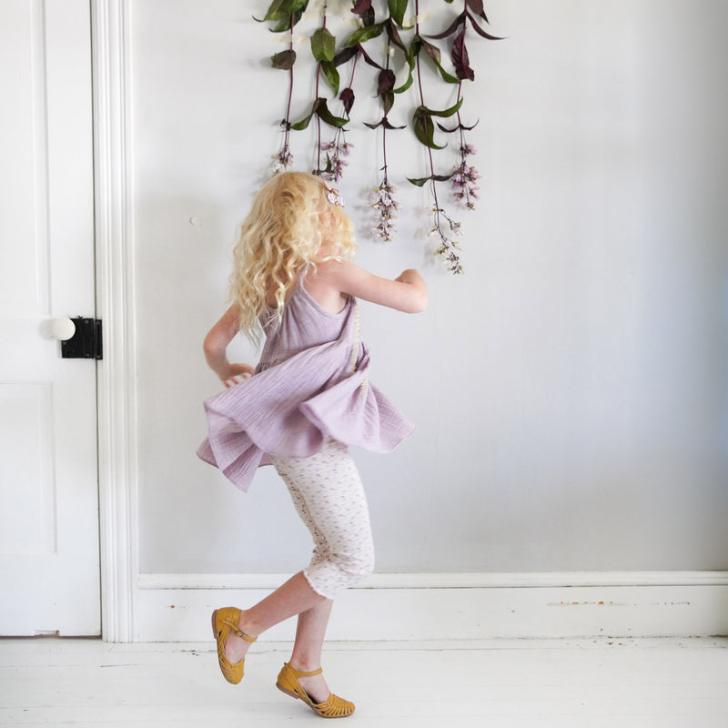 Kids Pima Cotton Capri Legging - Soy Flower Press Print