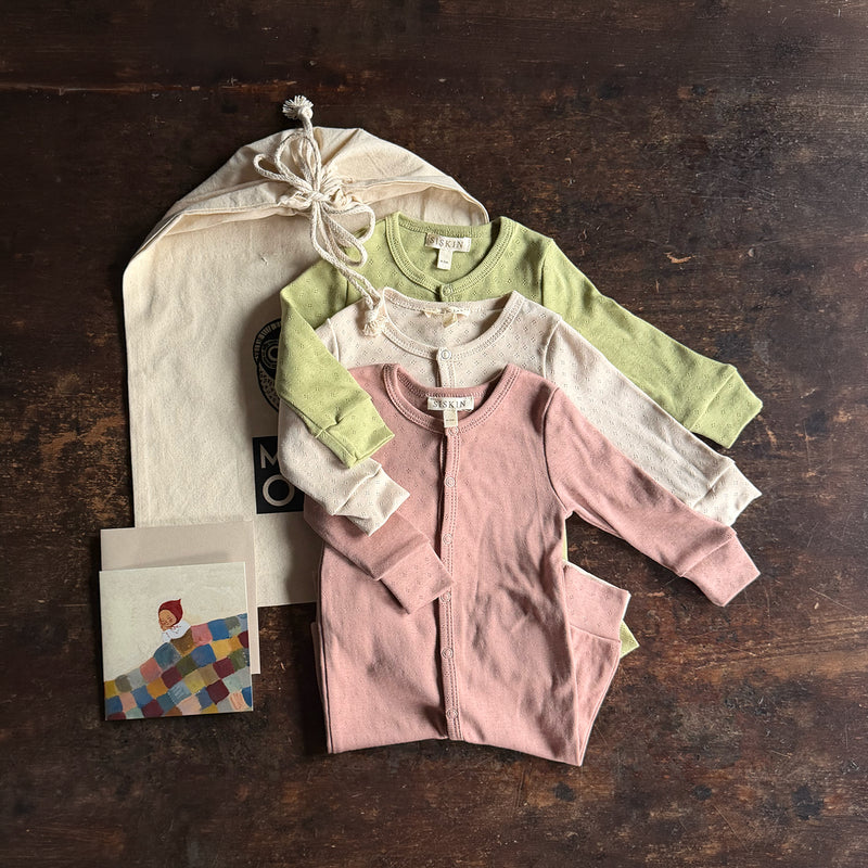 Baby Gift Set - Stork Sleep Time - Dusty Cotton Tones