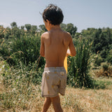 Baby & Kids Cotton Poplin Chico Swim Shorts - Cloud Blue/Lemon