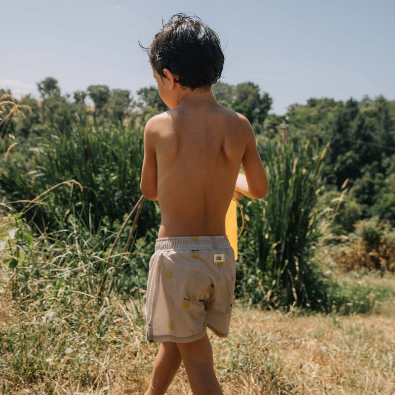 Baby & Kids Cotton Poplin Chico Swim Shorts - Cloud Blue/Lemon