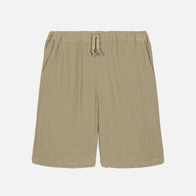 Kids Cotton Gauze Basile Bermuda Shorts - Golden Green