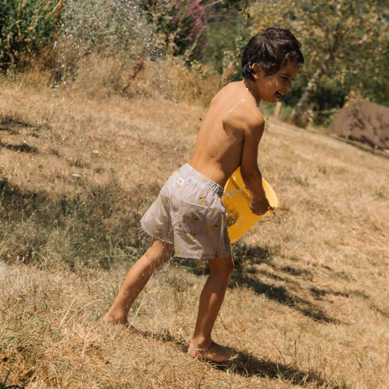 Baby & Kids Cotton Poplin Chico Swim Shorts - Cloud Blue/Lemon