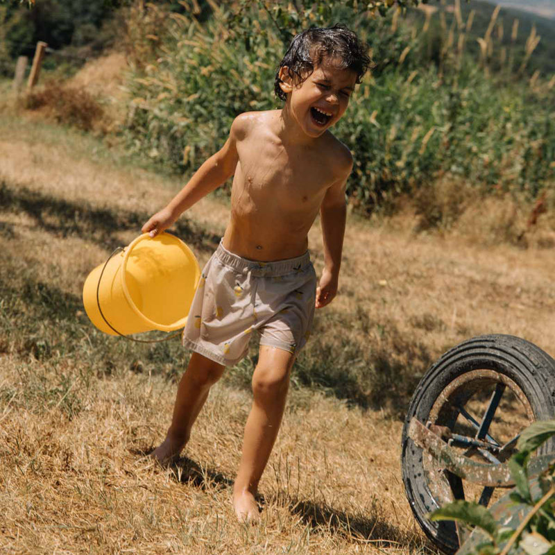 Baby & Kids Cotton Poplin Chico Swim Shorts - Cloud Blue/Lemon