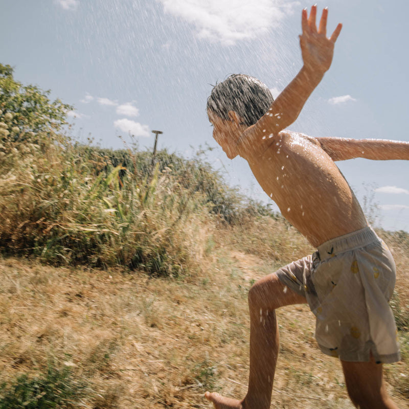 Baby & Kids Cotton Poplin Chico Swim Shorts - Cloud Blue/Lemon