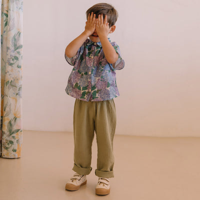 Kids Cotton Gauze Cousin Pants - Golden Green