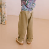 Kids Cotton Gauze Cousin Pants - Golden Green