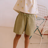 Kids Cotton Gauze Basile Bermuda Shorts - Golden Green