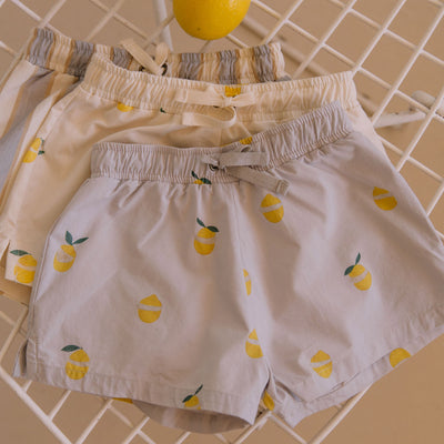 Kids Cotton Poplin Chico Swim Shorts - Blue/Gold Stripe
