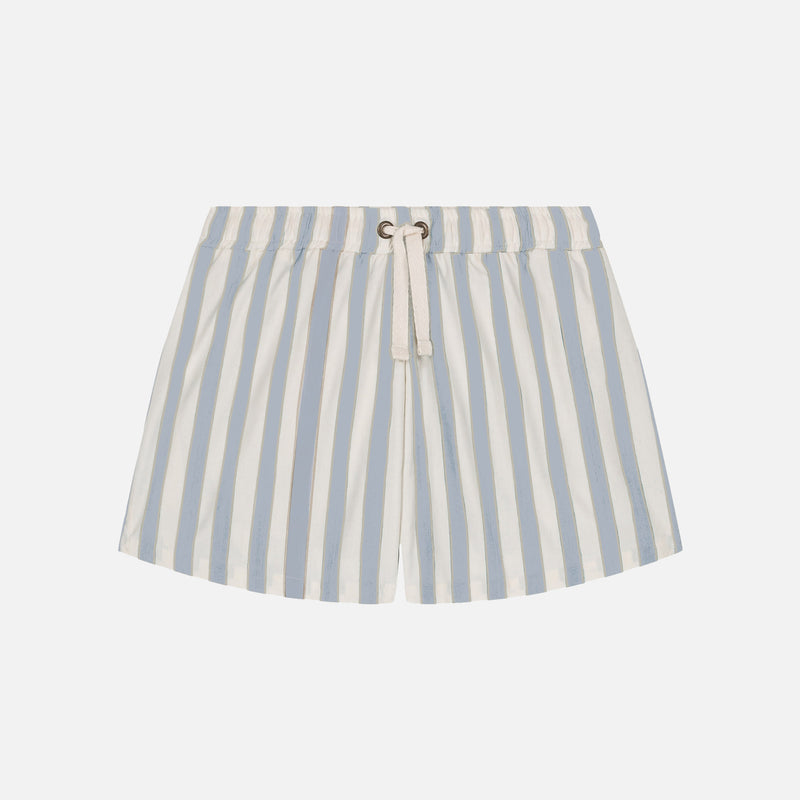 Kids Cotton Poplin Chico Swim Shorts - Blue/Gold Stripe