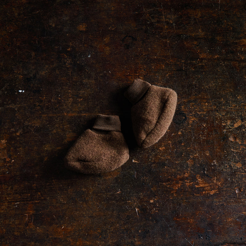 Magpie Baby Booties - Merino Wool Fleece - Sycamore