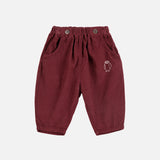 Baby Cotton Corduroy Curious Owl Pants - Burgundy Red