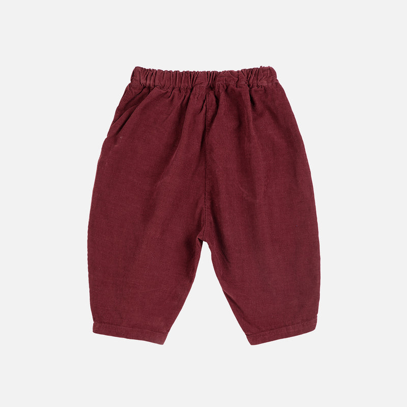 Baby Cotton Corduroy Curious Owl Pants - Burgundy Red