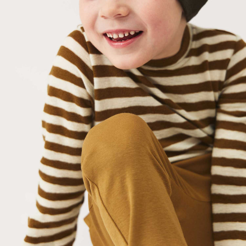Kids Merino Wool Crepe Top - Natural/Bronze Stripe