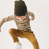 Kids Merino Wool Crepe Top - Natural/Bronze Stripe