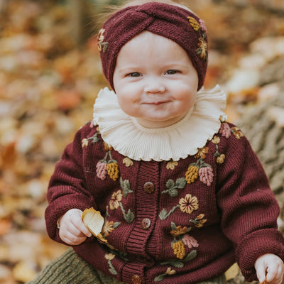 Baby Merino Wool Blackberries Bonnet - Grape