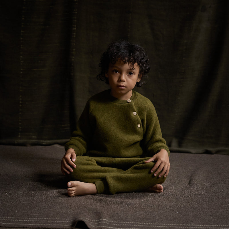 Puffin Baby & Kids Sweater - Merino Wool Fleece - Seaweed