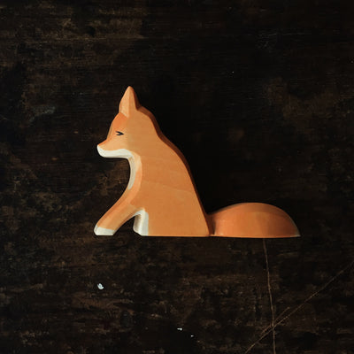 Handcrafted Wooden Sitting Fox