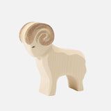 Handcrafted Wooden White Ram