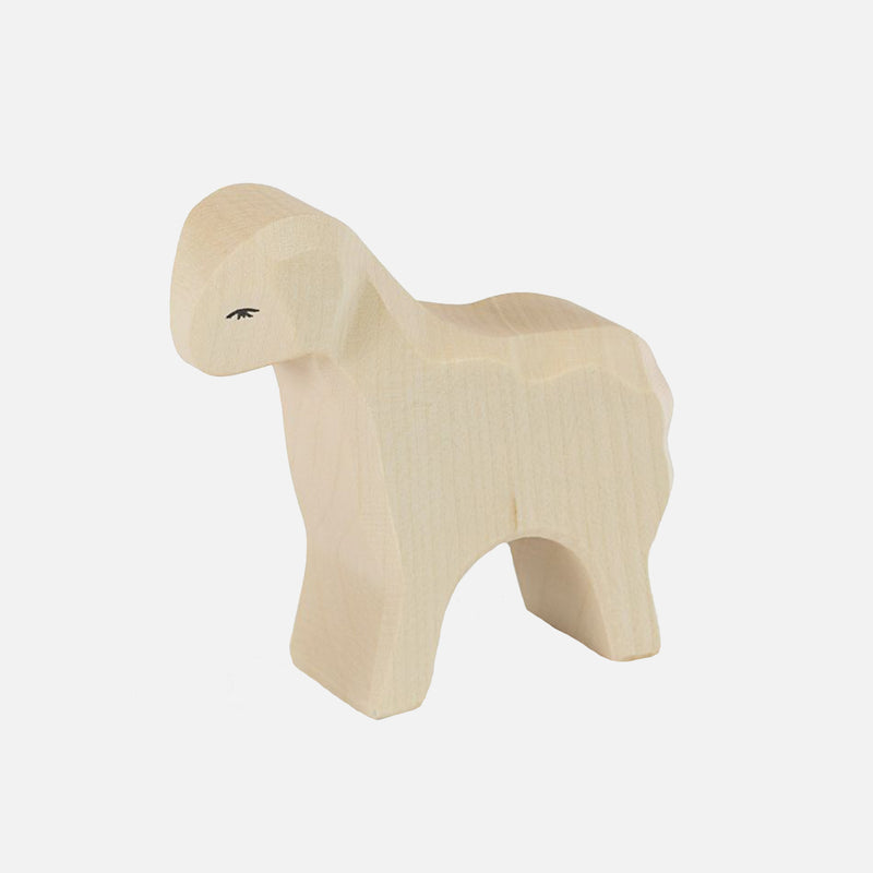 Handcrafted Wooden White Sheep